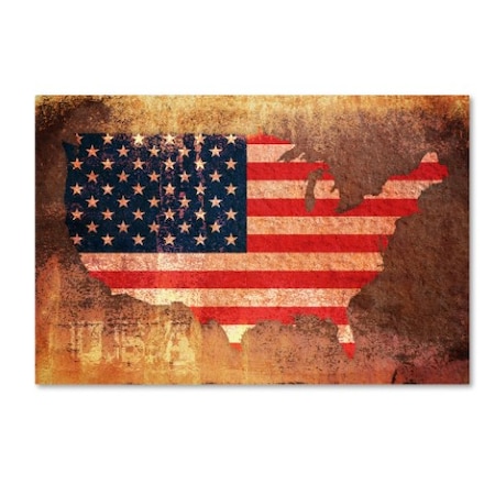 Michael Tompsett 'US Flag Map' Canvas Art,18x24